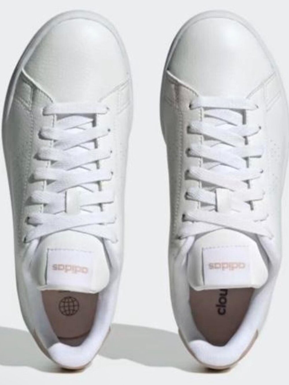 White & Taupe Adidas Advantage Sneakers
